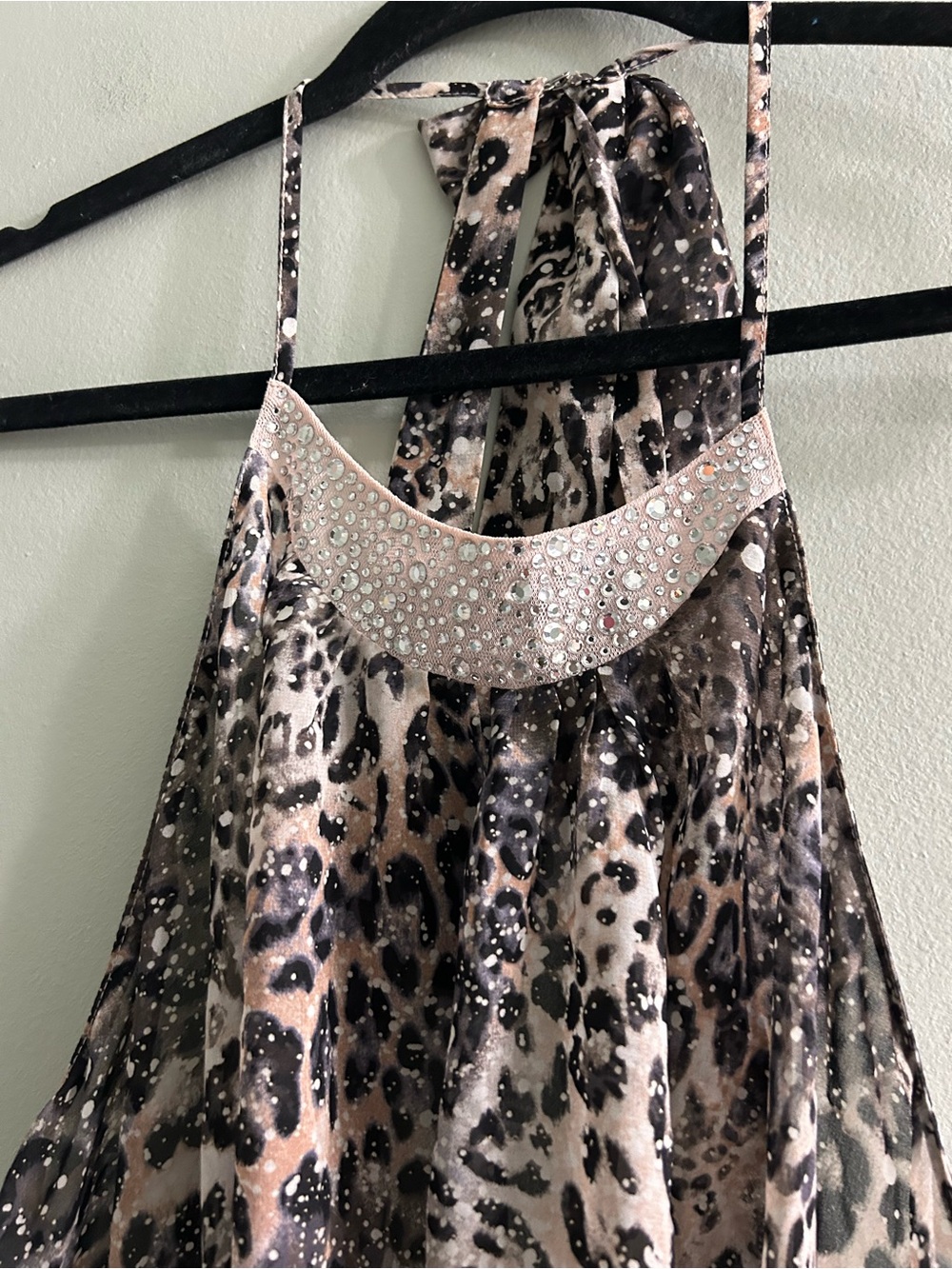 NWOT Victoria’s Secret Y2K animal print bedazzled tie back lingerie slip - Picture 3 of 11
